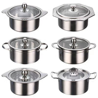 Individual Stainless Steel Hot Pot with Lid, Induction Cooker Compatible