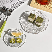 Irregular Glacier Glass Dessert Plate for Snacks and Appetizers