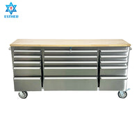 72-Inch 15-Drawer Rolling Tool Chest with Stainless Steel Worktop