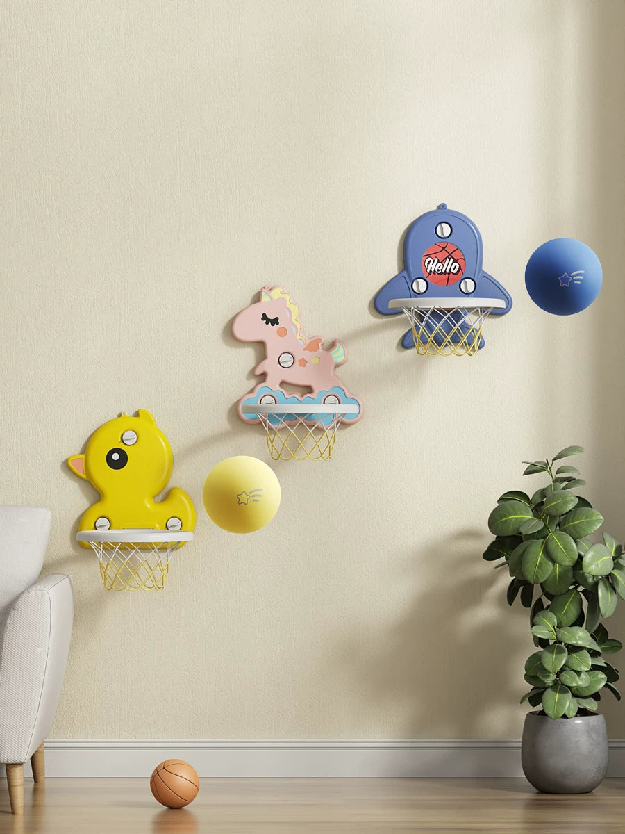 Indoor Wall-Mounted Mini Basketball Hoop for Toddlers and Kids with Silent Ball