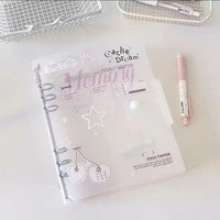 Frosted A5 Loose-Leaf Notebook Cover with Button Closure and Refill Pages