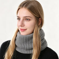 Unisex Double-Layer Fleece Lined Knitted Neck Warmer for Winter