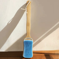 Bamboo Handle Long Bath Brush for Exfoliation and Massage