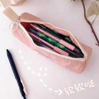 Korean Style Sandwich Pencil Case for Students, Solid Color, High Aesthetic Value, Simple Zipper Stationery Pouch