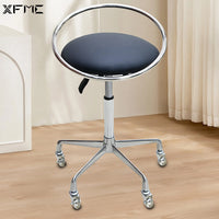 Salon Stylist Stool with Backrest, Swivel, Adjustable Height, and Smooth-Gliding Wheels