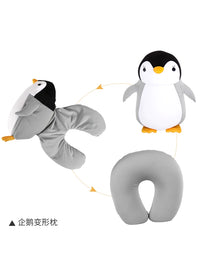 2-in-1 Penguin Convertible U-Shaped Neck Pillow for Travel