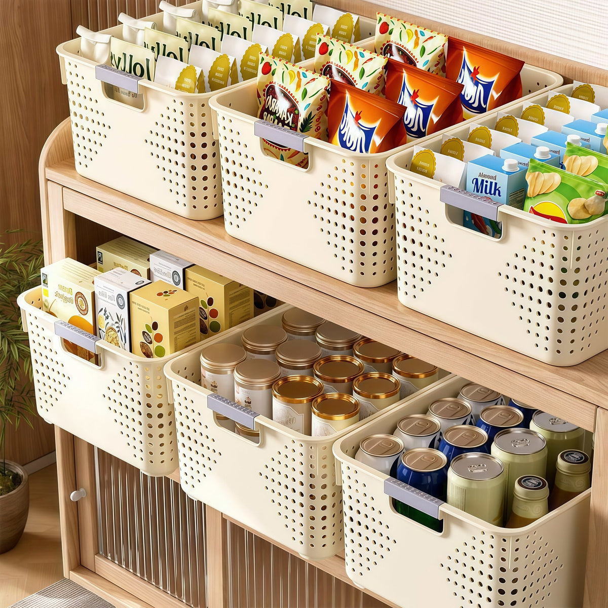 Plastic Storage Bins with Handles for Snacks, Toys, and Household Organization