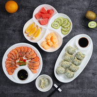 Ceramic Dumpling Plate with Vinegar Dish and Compartments