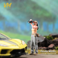 Miniature Photographer Figures 1/18 1/24 1/43 1/64 1/87 Scale Male Female SLR Camera Diorama Scene Ornaments