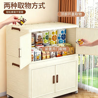 Foldable Storage Cabinet with Doors and Wheels, Multi-Layer Large Capacity Organizer