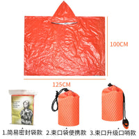 Emergency Thermal Rain Poncho with Whistle and Storage Bag for Outdoor Camping Hiking Survival