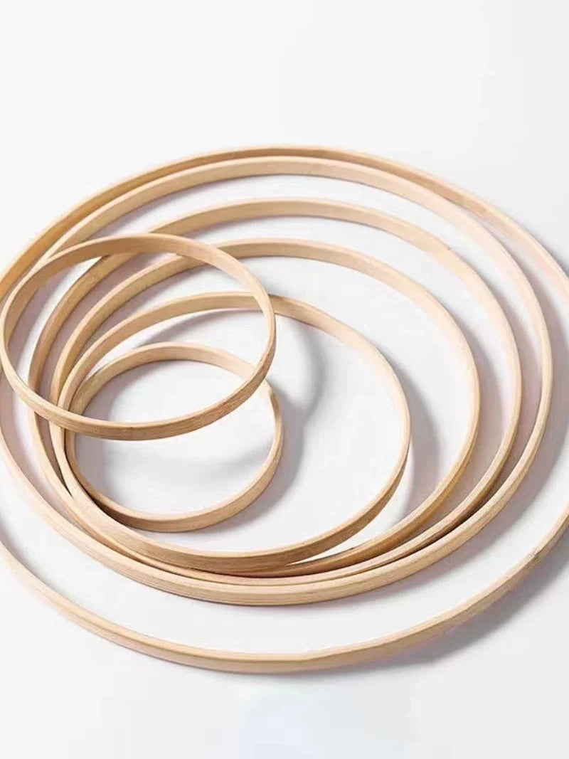 8-40cm Wooden Bamboo Hoop Rings for DIY Crafts, Wreaths, Dream Catchers, Wedding & Home Decor