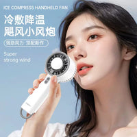 Portable Ice Compress Fan for Students, Quiet Cooling Handheld Fan with Ice Plate