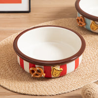 Hand-Painted Ceramic Pet Bowl for Cats and Dogs, Large Caliber Anti-Tip Design