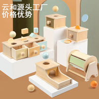 Montessori Wooden Educational Toy Set for Toddlers 0-3 Years - Ball Drop, Coin Box, and Drawer Box