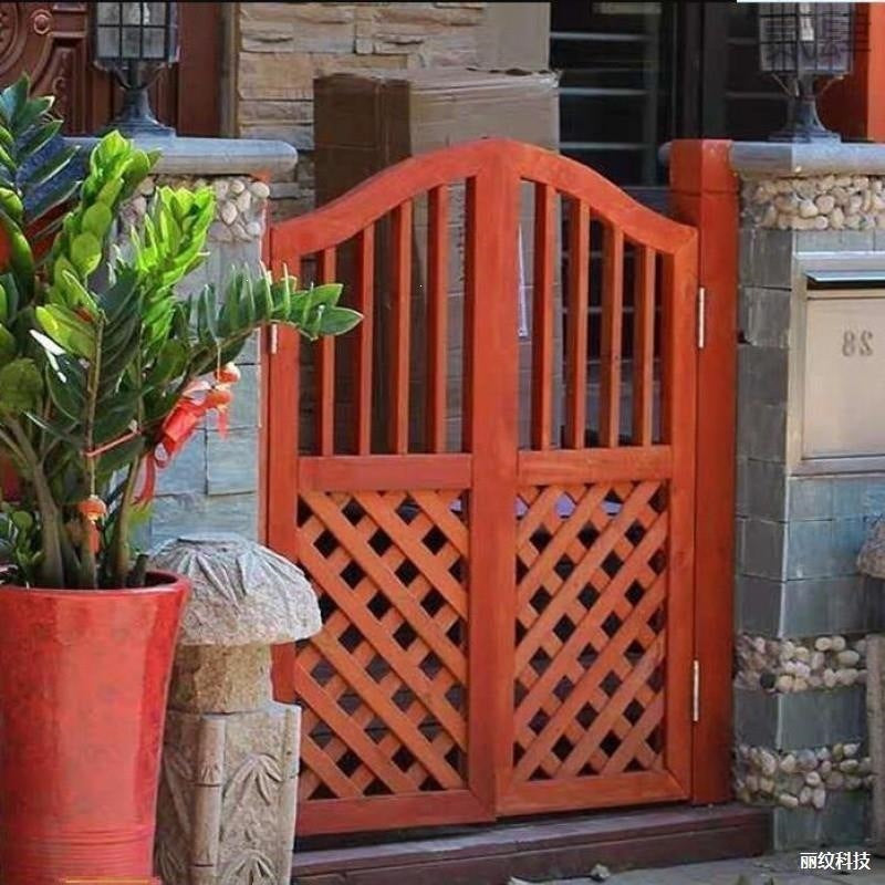 Outdoor Solid Wood Garden Gate, Anti-Corrosion Carbonized Wood Fence Door for Yard and Garden