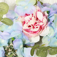 Artificial Hydrangea Peony Eucalyptus Wreath for Front Door Wall Decor