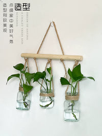 Nordic Ins Style Hemp Rope Conch Glass Hydroponic Vase Wall Decor