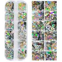 12-Color Laser Silver PET Ultra-Thin Glitter Sequins for Nail Art & DIY Crafts
