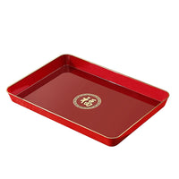 Red Rectangular Wedding Serving Tray for Engagement, Banquets, and Candy