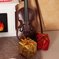 Dollhouse Christmas Miniature Scene Set with Fireplace and Rocking Chair, Living Room Decor Photo Props