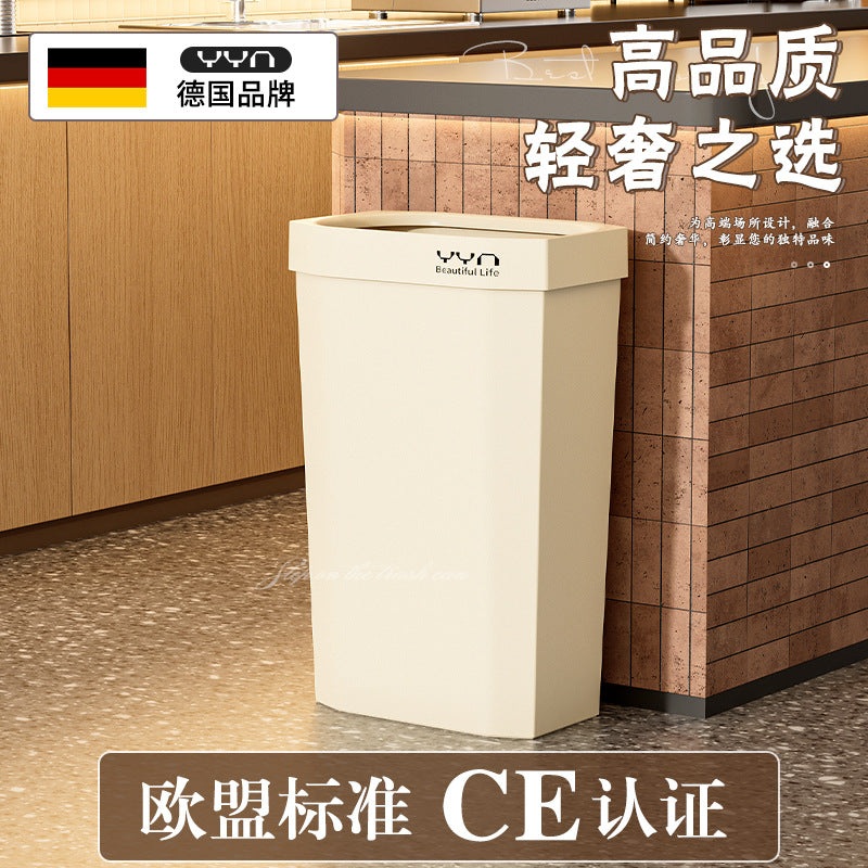 Large Capacity Square Kitchen Trash Can with Lid, Slim Design for Home Living Room Bathroom