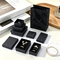 Black Jewelry Packaging Box for Rings, Earrings, Necklaces, Pendants - Simple Solid Color Gift Box