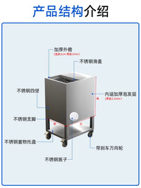 Stainless Steel Insulated Ice Cart with Wheels, Commercial Grade Large Capacity Ice Bin for Beverage Shops