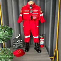 Kids' Cotton Firefighter Costume for Halloween, Role Play, and Photography