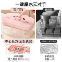 Cartoon Pig Ice Cube Tray with One-Press Demolding, Food-Grade Household Ice Maker Mold for Creative Quick Release