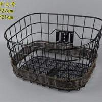 Vintage Woven Bicycle Basket for Front Handlebar or Rear Rack, Large Capacity Storage