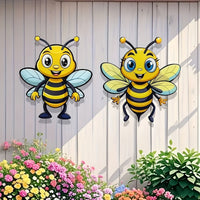 2-Pack 2D Metal Bee Wall Art Decor for Home Garden