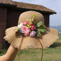 DIY Flower Summer Straw Hat Accessories Material Kit for Team Building Activities Simulation Dried Flower Sun Hat