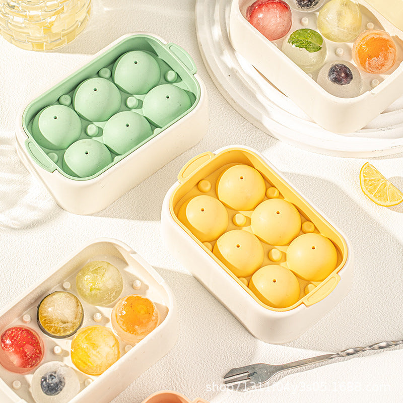 Wholesale Round Sphere Ice Cube Tray Food Grade Plastic Ice Ball Mold Household 6-Grid Circular Ice Maker Quick Freeze Box
