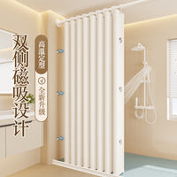 Waterproof Mildew-Resistant Shower Curtain with Magnetic Closure and Telescopic Rod for Bathroom