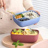 Silicone Divided Lunch Box with Lid, Microwave Safe Food Storage Container for Students and Office Workers