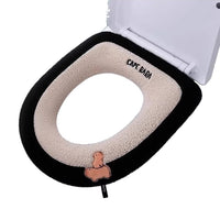 2025 New Thickened Toilet Seat Cover with Handle, Plush Warm Toilet Seat Cushion for Autumn and Winter