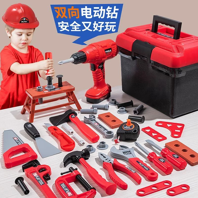 Kids Pretend Play Tool Set with Electric Drill and Storage Case for Boys and Girls