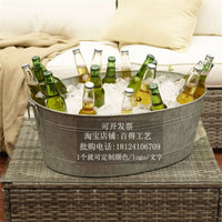 Galvanized Oval Beverage Tub Vintage Beer Ice Bucket