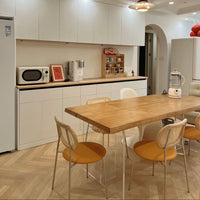 Solid Wood & Acrylic Floating Dining Table with Legs for Small Apartments, Living Room, or Office
