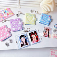 Mini Photo Album Keychain with Bowknot and Heart Cutout for 2-inch Photos