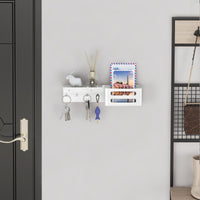 No-Drill Wall Mounted Key Holder with Storage Shelf for Entryway