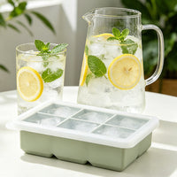 8-Grid Silicone Ice Cube Tray Large Whiskey Ice Mold Home Ice Maker Food Grade Square Complementary Food Box with Lid
