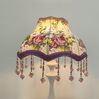 Floral Fabric Lampshade with E27 Screw Base, Princess Style Pendant Light Cover