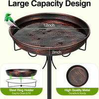 SDY Outdoor Metal Bird Bath Feeder for Garden Yard Lawn