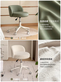Solid Wood Adjustable Vanity Stool with Upholstered Seat for Bedroom