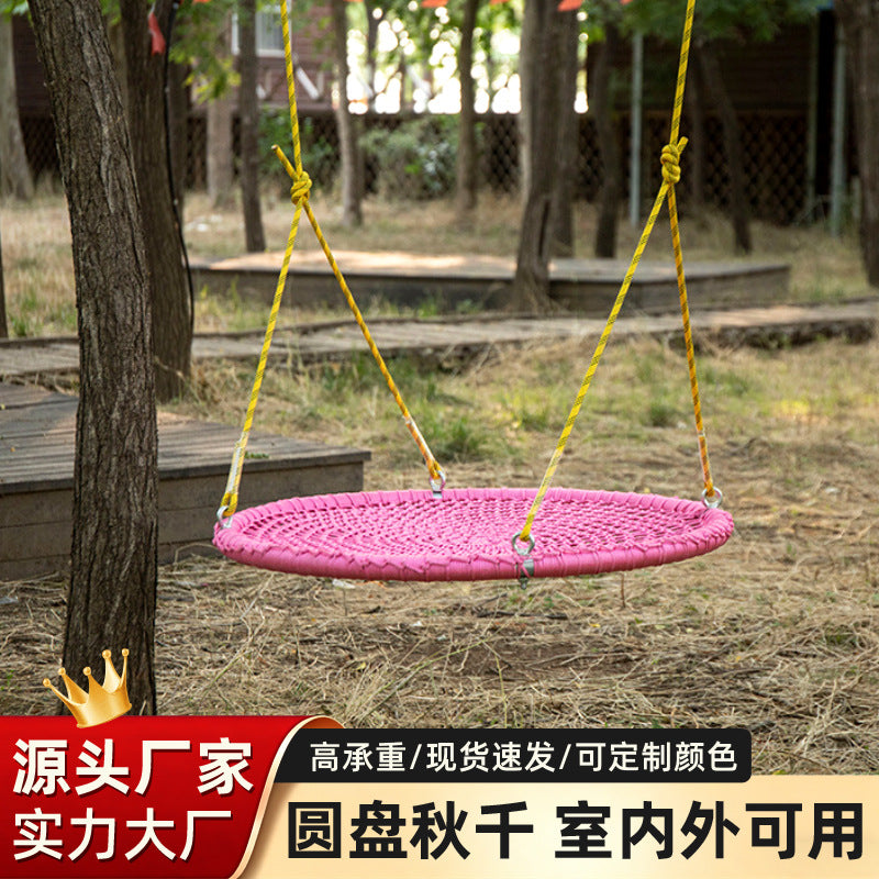 Colorful Round Disc Nest Swing for Kids, Indoor/Outdoor Playground Park Swing