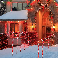 Solar Powered LED Candy Cane Pathway Lights for Christmas Garden Decoration