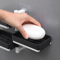 Wall-Mounted Rotatable Double-Layer Soap Dish with Drainage for Bathroom