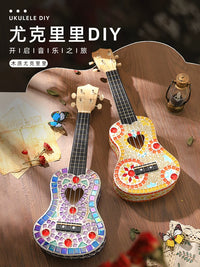 DIY Mosaic Ukulele Craft Kit for Kids - Educational Musical Instrument Assembly Toy